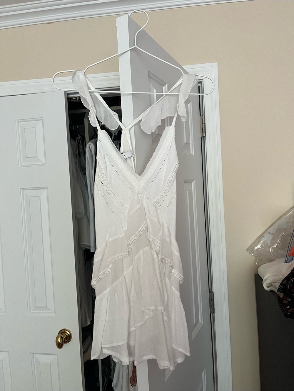 IRO White Ruffle V-Neck Sundress